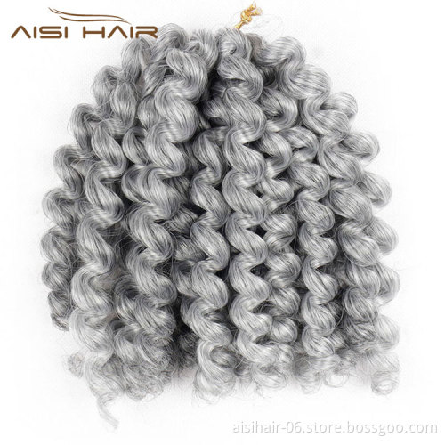 Aisi Hair 8inch Jumpy Wand Curl Crochet Braids 20 Roots Jamaican Bounce Synthetic Crochet Hair Extension for Black Women